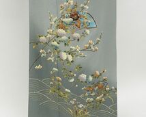 訪問着 未着用 正絹 扇面四季花模様 身丈161cm 裄丈63.5cm 訪問着 未使用 着物 結婚式 入学式 卒業式 b0650_画像5