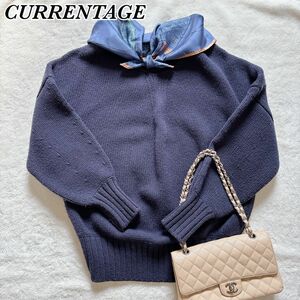 CURRENTAGE/カレンテージ ネイビー紺色 ウール100%ニットトップス セーター