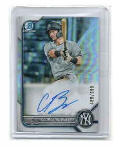 2022 Bowman Chrome Baseball [COOPER BOWMAN] 1st bowman Refractor Autograph (リフラクター・直筆サイン)Card MLB RC ATHLETICS