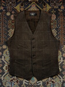 傑作 RRL WOOL COTTON WINDOWPANE VEST ウールコットン ベスト ウエストコート ブリティッシュ 20s30s40s ラルフローレン 懐中時計 古着