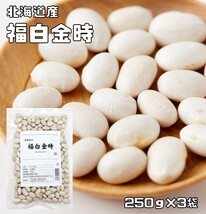 福白金時 250g×3袋 豆力 北海道産 （メール便）金時豆 しろきんときまめ 白金時 希少豆 しろ金時 国産 国内産 乾燥豆 豆類 和風食材 生豆_画像1