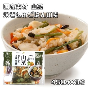 山菜 炊き込みごはんの素 450g×3袋 北海道産 2合用 ストレートスープ 北海道物産 国産 国内産 筍 水煮野菜 簡単 便利 たけのこ 釜飯の素