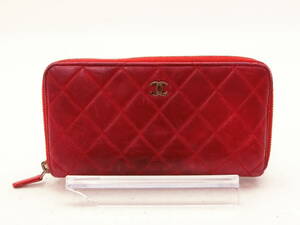 ◆Z5561 CHANEL シャネル マトラッセ ココマーク ラウンドファスナー 長財布