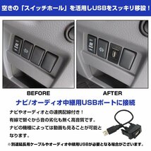 【トヨタAタイプ】 デイズルークス B21A H25.6～現在 純正風♪ USB接続通信パネル 配線付 USB1ポート 埋め込み 増設USBケーブル 2.1A 12V_画像3