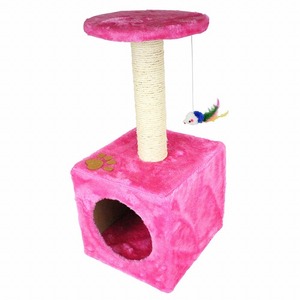 キャットタワー 高さ60cm 猫 肉球 ピンク 据え置き ネコハウス コンパクト 運動不足 爪磨き 遊び場 隠れ家 置き型 ネコ