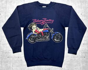 美品 90s USA製 BettyBoop ラグラン スウェット トレーナー　　バイカー ベティちゃん ベティブープ 1993年 コピーライト 玉9221