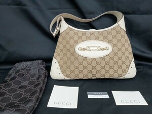 GUCCI　グッチ　ハンドバッグ　キャンパス　レザー　GG 柄