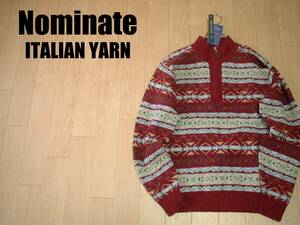 新品タグ付きNOMINATEフェアアイル柄ノルディックセーター未使用LハーフジップITALIAN YARNネイティブ柄ジャガード雪チマヨジャミーソンズ