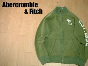 Abercrombie & FitchジップアップスウェットジャージトップXLビンテージ加工グリーン正規アバクロンビー&フィッチトラックジャケット