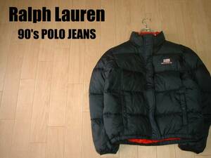 お宝90sビンテージRALPH LAUREN POLO JEANSダウンジャケットSレディースWOMEN正規ラルフローレンポロジーンズSPORTスポーツ星条旗USA羽毛