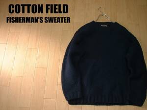 COTTON FIELDフィッシャーマンズウールセーターM紺ネイビー正規S.STONEコットンフィールドクルーネックアランノルディックケーブルニット