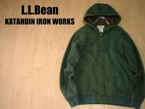 大人気L.L.BeanチェックライナーモスグリーンスウェットジップパーカーSM正規エルエルビーンKATAHDIN IRON WORKSオリーブフーディ