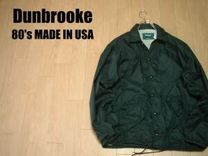 80sビンテージUSA製Dunbrookeコーチジャケット美品M米国製ナイロンカバーオールMADE IN USAブラック系アッシュダークオリーブ