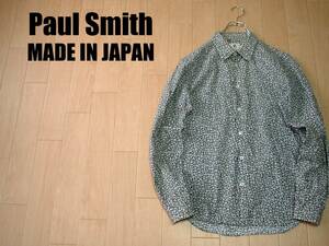 高級Paul Smith総柄アート小花柄シャツL美品フラワーデザイン正規PSポールスミスMADE IN JAPANジョイックスコーポレーション定価2万円