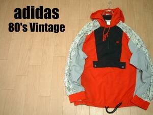 お宝80sビンテージadidasナイロンアノラックパーカー美品M正規アディダスプルオーバーハーフジップジャケットVintage上下セット出品中