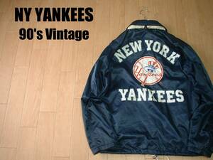 90sビンテージNEW YORK YANKEES by STARTERコーチジャケットM正規ニューヨークヤンキースMLBナイロンカバーオールアーロンジャッジ