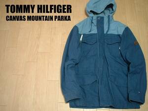 TOMMY HILFIGERSキャンバスコットンマウンテンパーカーMフーデッドジャケット正規トミーヒルフィガーハンティングフーディ定価29,000円