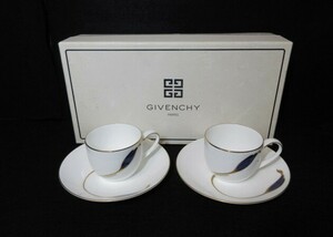 初出し品 GIVENCHY カップ&ソーサー コーヒーセット ジバンシー 箱入り　茶事　茶席　★広島発送★（岡山発送品同梱不可）