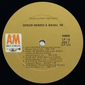 【米LPモノラル】 SERGIO MENDES & BRASIL '66 / 1966 A&M US盤 LPレコード MONO LP-116 セルジオ・メンデス 試聴済の画像7