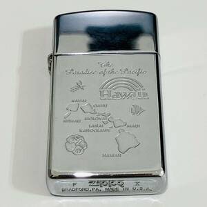 #5644①★Zippo Hawaii ハワイ アメリカ産 シルバーカラー たばこ 喫煙 グッズ コレクション コレクター 収集 着火未確認★現状保管品