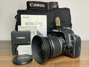 Y229【カメラバッグ&説明書付き】 キャノン Canon EOS Kiss X2 レンズキット デジタル一眼レフカメラ 