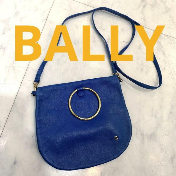 BALLY ショルダーポシェット ラムスキン ブルー ヴィンテージ 斜め掛け