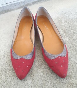  pumps lady's Jerry beans JELLY BEANS dot red color red stylish lovely 24.5 retro 