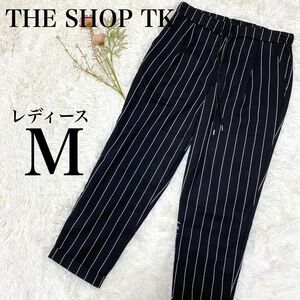 THE SHOP TK ストライプテーパード パンツ　ウエストゴム　M