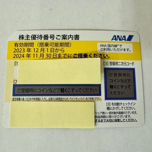 【10769】株主優待券 黄色 1枚 有効期限2024年11月30日まで イエロー 金券 優待券 ANA 国内線 航空券 空港 全日空