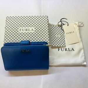 【10777】フルラ FURLA レザー 2つ折り財布 ブルー系 サイフ ウォレット コインケース カードケース 二つ折り財布 レディース 札入れ 財布