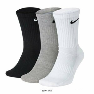 1円～ NIKE 3足組 エブリディ クッション クルーソックス SX7664-964 27-29cm ナイキ メンズ 靴下 3P