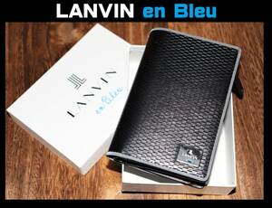 送料無料 即決【未使用】 LANVIN en Bleu ★ 牛革/やぎ革 Geo 二つ折り財布 ★ ランバン オン ブルー 税込定価1万6500円 品番593604 bk