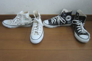 2足セット CONVERSE コンバース ALL STAR オールスター 1CL643/1CL644 HI ハイカットスニーカー 黒/白 23.5㎝ O2401E