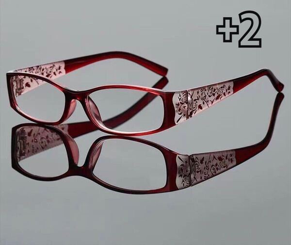 +2老眼鏡 ラインストーン入り リーディンググラス ブルーライトカット シニアグラス 軽量 メガネ 新品