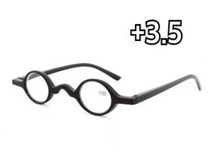 +3.5 老眼鏡 おしゃれ レトロ 丸型 男女兼用 シニアグラス リーディンググラス 軽量 黒色