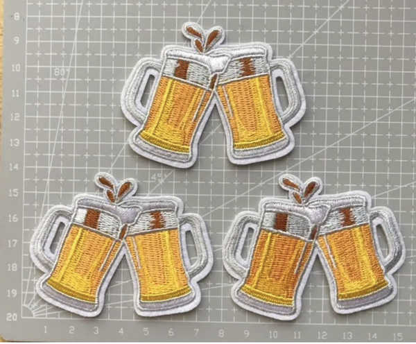 3枚組 生ビール ジョッキ 刺繍 ワッペン アップリケ 新品　アイロン接着　新品　送料無料