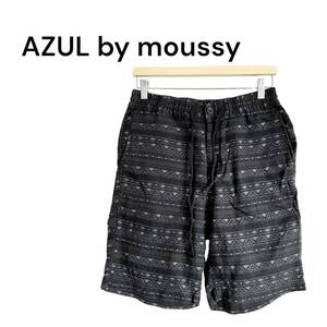 AZUL by moussy アズールバイマウジー ジャガードボーダーパンツ S ショートパンツ ハーフパンツ 黒 パンツ ハーフ ショート 春夏