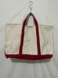 80s ヴィンテージ L.L.BEAN エルエルビーン トートバッグ 2色タグ ガイドライン BOAT AND TOTE ホワイト レッド アメリカ製 Lサイズ