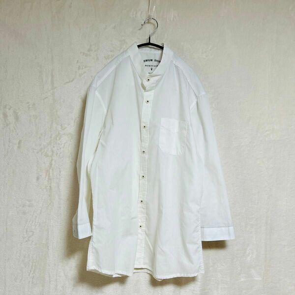 【良品】PREMIUM SHIRTS プレミアムシャツ ノーカラー シャツ ペイズリー柄