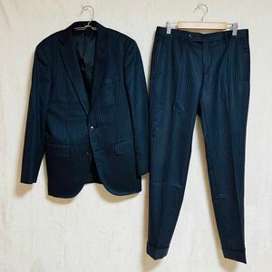 【美品】Male&Co SHINYWOOL サマースーツ セットアップ ストライプ