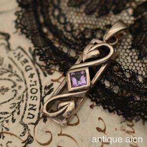  Britain Vintage 1970 period about sterling silver . natural amethyst. pendant top 