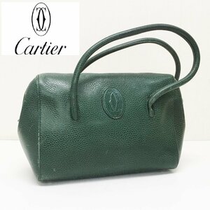 Cartier/ハンドバッグ/マストロゴ型押し/肩掛け/ダークグリーン系/マストドゥカルティエ/レディース/SB11