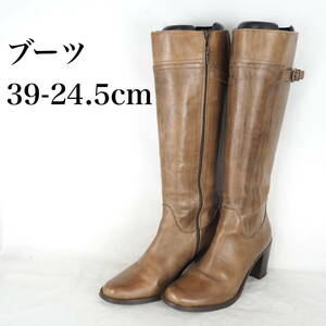 EB4791*レディースロングブーツ*39-24.5cm*茶系