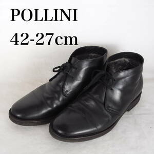 EB4810*POLLINI*ポリーニ*メンズショートブーツ*42-27cm*黒