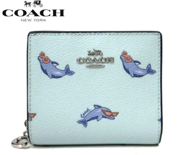 coach コーチ　二つ折り　財布　コインケース　イルカ　ドルフィン