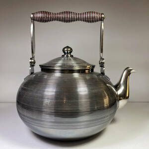 純銀製 湯沸 木取手 銀瓶 煎茶道具 桐箱付 重さ約602g 純銀保証
