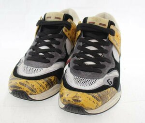 * GUCCI / Gucci Ultra темп спортивные туфли указанный размер :7 GG рисунок крокодил type вдавлено . кожа желтый × белый 144476
