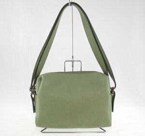 * HIROFU / Hirofu Vita 2way сумка на плечо S серебряный металлические принадлежности наклонный .. плечо .. оттенок зеленого замша Vintage 145244