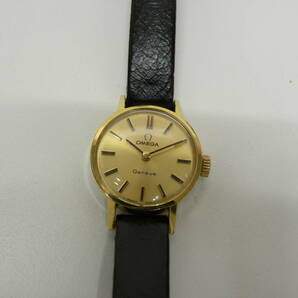 ブランド祭 オメガ ジュネーブ レディース 手巻き 腕時計 美品 OMEGA Geneve ゴールド系 革ベルトの画像2