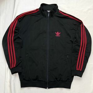 レアカラー 90sビンテージ アディダス 黒 赤 トレフォイルロゴ ジャージ トラックジャケット トラックトップ ブラック adidas 90年代 古着